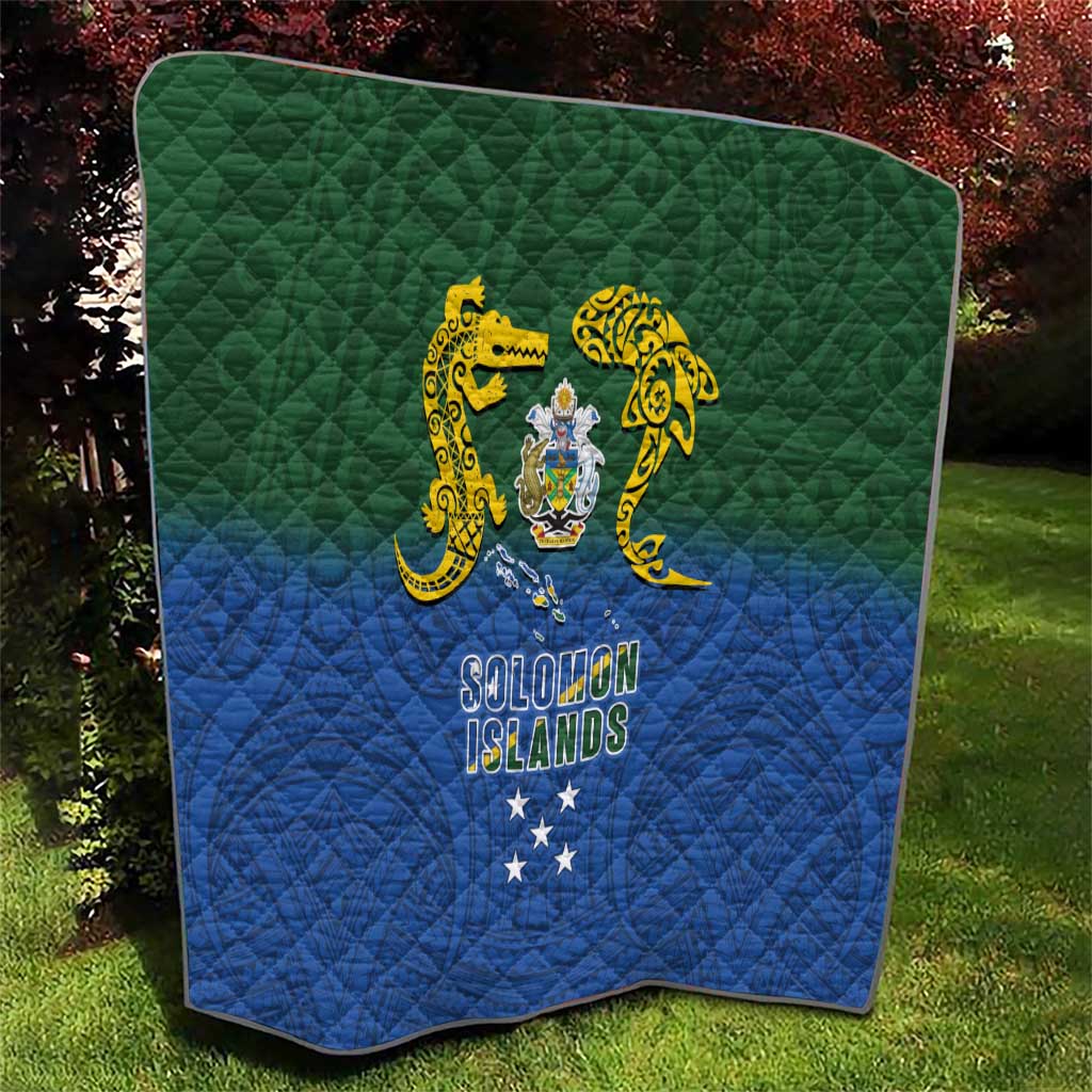 Solomon Islands Quilt The Guardians-Tribal Crocodile and Shark Melanesian Tattoo