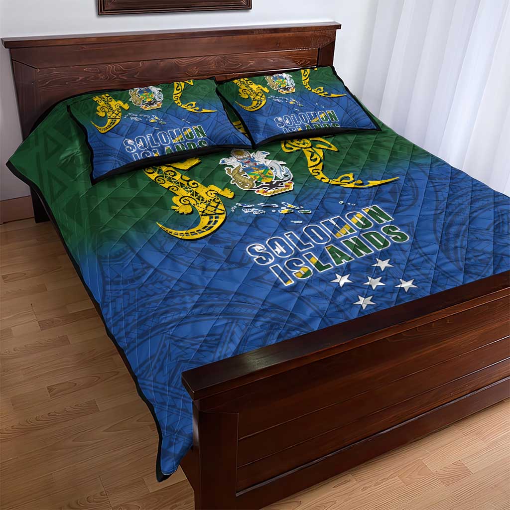 Solomon Islands Quilt Bed Set The Guardians-Tribal Crocodile and Shark Melanesian Tattoo