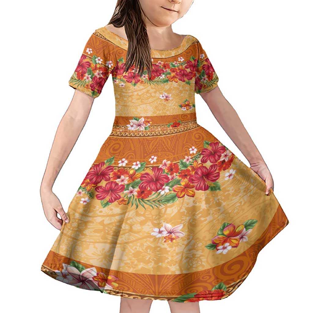 Hawaii Hibiscus Family Matching Off Shoulder Short Dress and Hawaiian Shirt Turtles and Tribal Motifs Vintage Floral Style