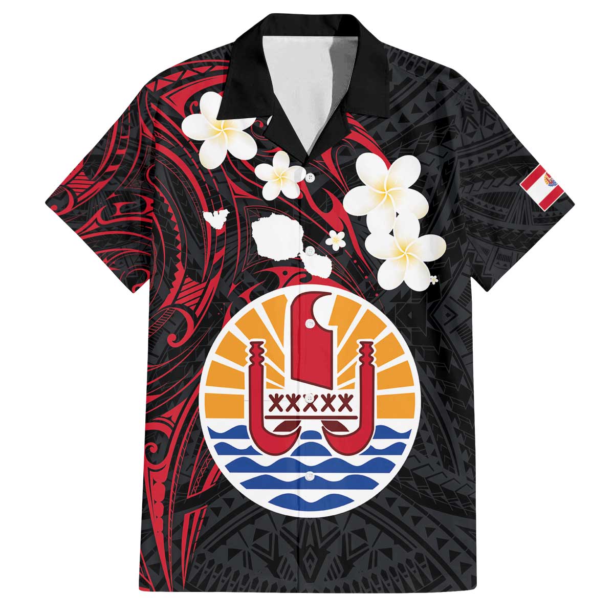 French Polynesia Tiare Day Family Matching Off The Shoulder Long Sleeve Dress and Hawaiian Shirt Seal and Polynesian Pattern