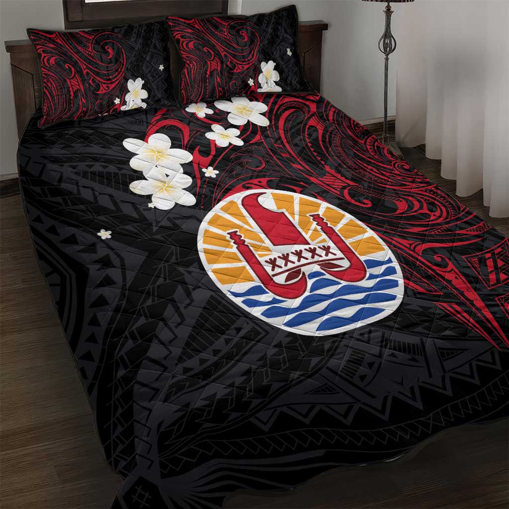 French Polynesia Tiare Day Quilt Bed Set Seal and Polynesian Pattern