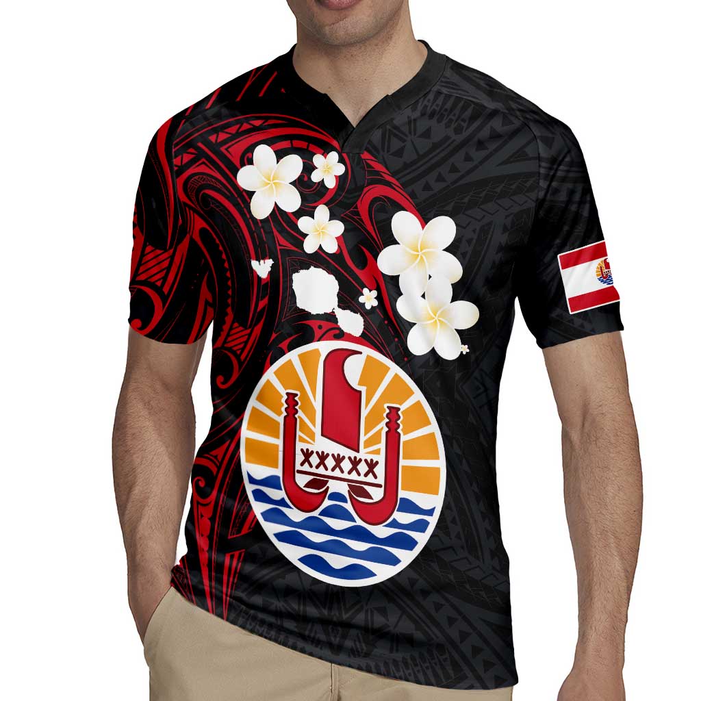 French Polynesia Tiare Day Rugby Jersey Seal and Polynesian Pattern