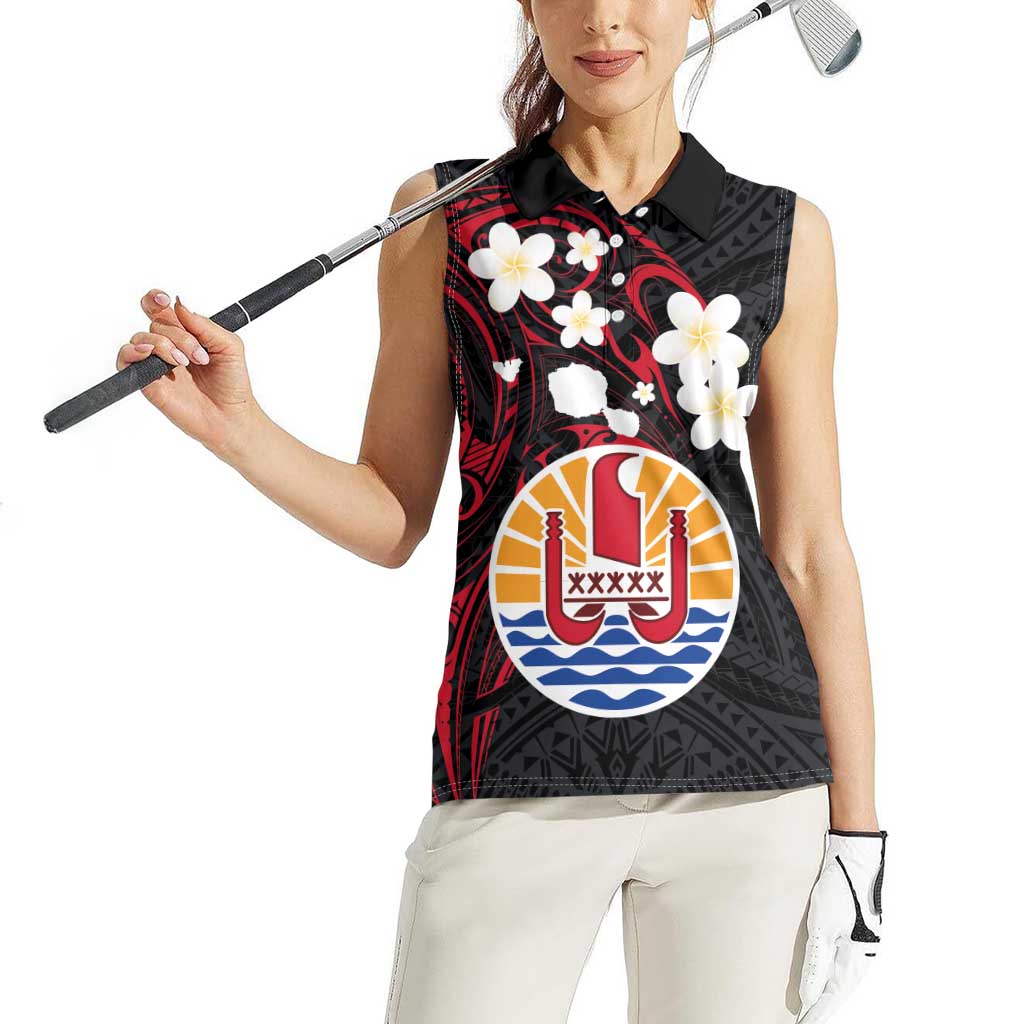 French Polynesia Tiare Day Women Sleeveless Polo Shirt Seal and Polynesian Pattern