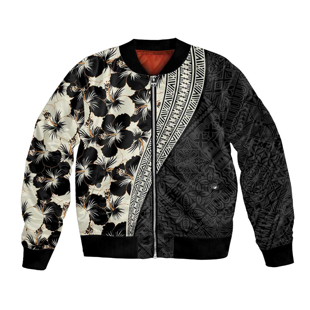 Bula Hibiscus Festival Bomber Jacket Tapa Pattern Half Style