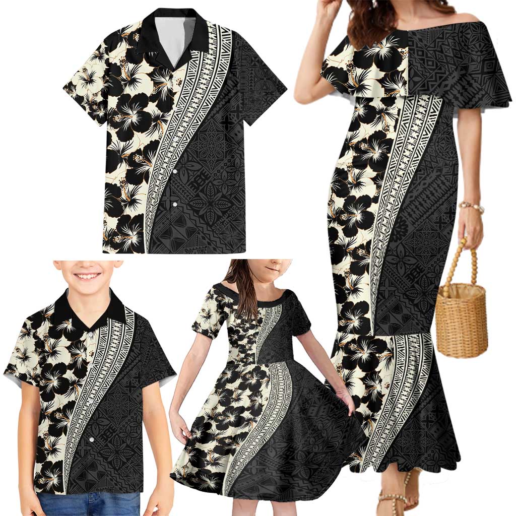 Bula Hibiscus Festival Family Matching Mermaid Dress and Hawaiian Shirt Tapa Pattern Half Style