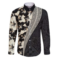 Bula Hibiscus Festival Family Matching Off The Shoulder Long Sleeve Dress and Hawaiian Shirt Tapa Pattern Half Style