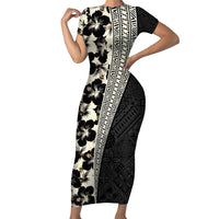 Bula Hibiscus Festival Family Matching Short Sleeve Bodycon Dress and Hawaiian Shirt Tapa Pattern Half Style