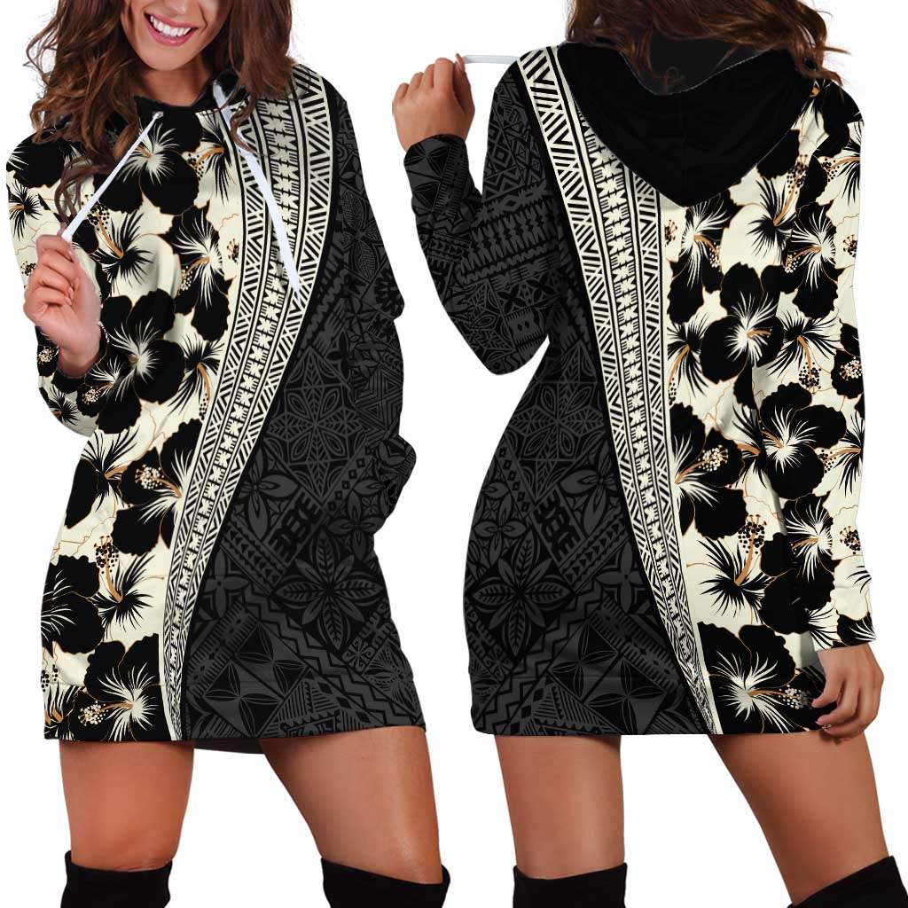 Bula Hibiscus Festival Hoodie Dress Tapa Pattern Half Style