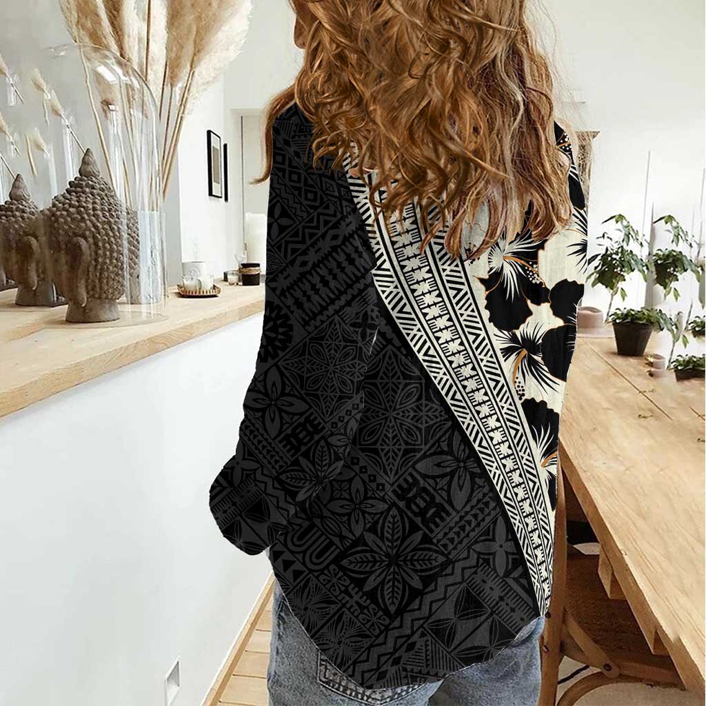 Bula Hibiscus Festival Women Casual Shirt Tapa Pattern Half Style