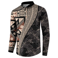 Bula Hibiscus Festival Button Sweatshirt Fijian Masi Pattern Half Style