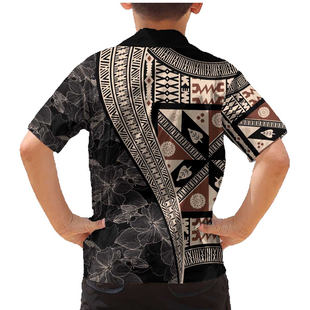 Bula Hibiscus Festival Family Matching Mermaid Dress and Hawaiian Shirt Fijian Masi Pattern Half Style