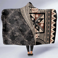 Bula Hibiscus Festival Hooded Blanket Fijian Masi Pattern Half Style
