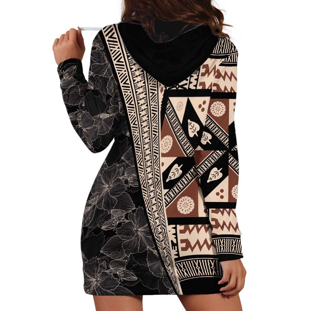 Bula Hibiscus Festival Hoodie Dress Fijian Masi Pattern Half Style