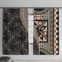 Bula Hibiscus Festival Window Curtain Fijian Masi Pattern Half Style