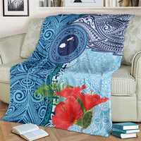 Fiji Day Blanket Tapa Pattern and Hibiscus Flower