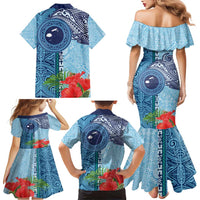 Fiji Day Family Matching Mermaid Dress and Hawaiian Shirt Tapa Pattern and Hibiscus Flower