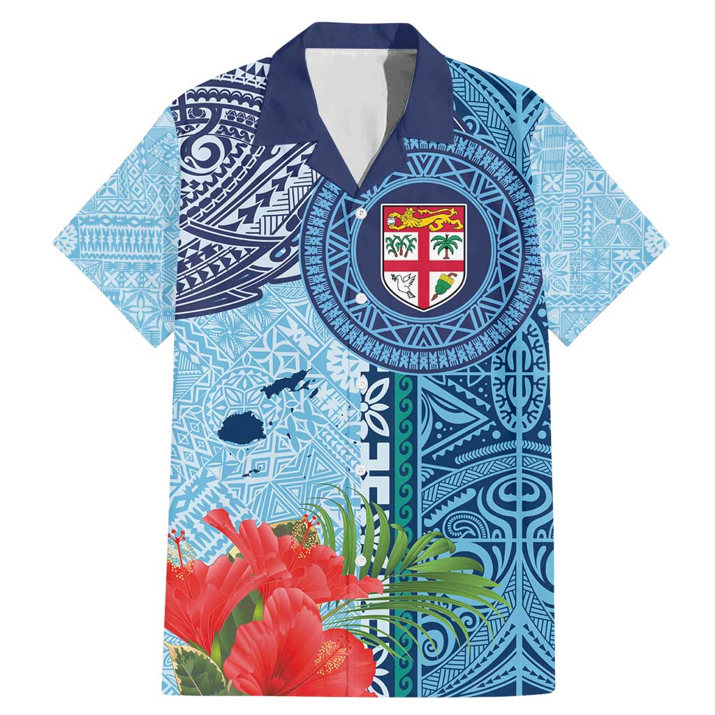 Fiji Day Family Matching Mermaid Dress and Hawaiian Shirt Tapa Pattern and Hibiscus Flower