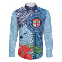 Fiji Day Family Matching Tank Maxi Dress and Hawaiian Shirt Tapa Pattern and Hibiscus Flower