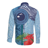 Fiji Day Long Sleeve Button Shirt Tapa Pattern and Hibiscus Flower