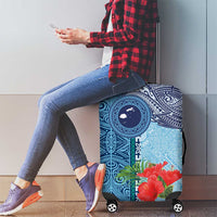 Fiji Day Luggage Cover Tapa Pattern and Hibiscus Flower