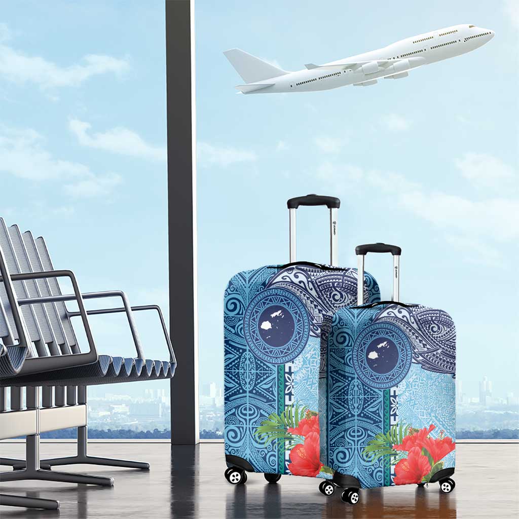Fiji Day Luggage Cover Tapa Pattern and Hibiscus Flower