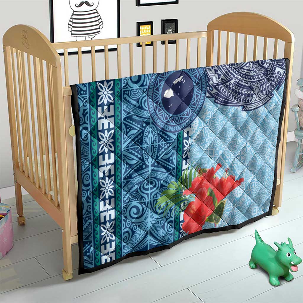 Fiji Day Quilt Tapa Pattern and Hibiscus Flower