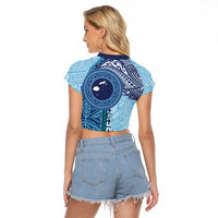 Fiji Day Raglan Cropped T Shirt Tapa Pattern and Hibiscus Flower