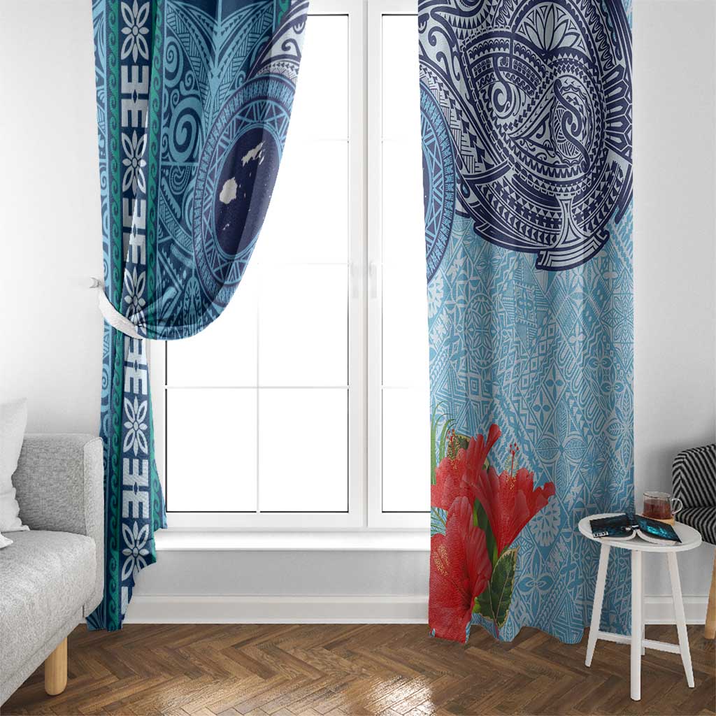 Fiji Day Window Curtain Tapa Pattern and Hibiscus Flower