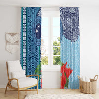 Fiji Day Window Curtain Tapa Pattern and Hibiscus Flower