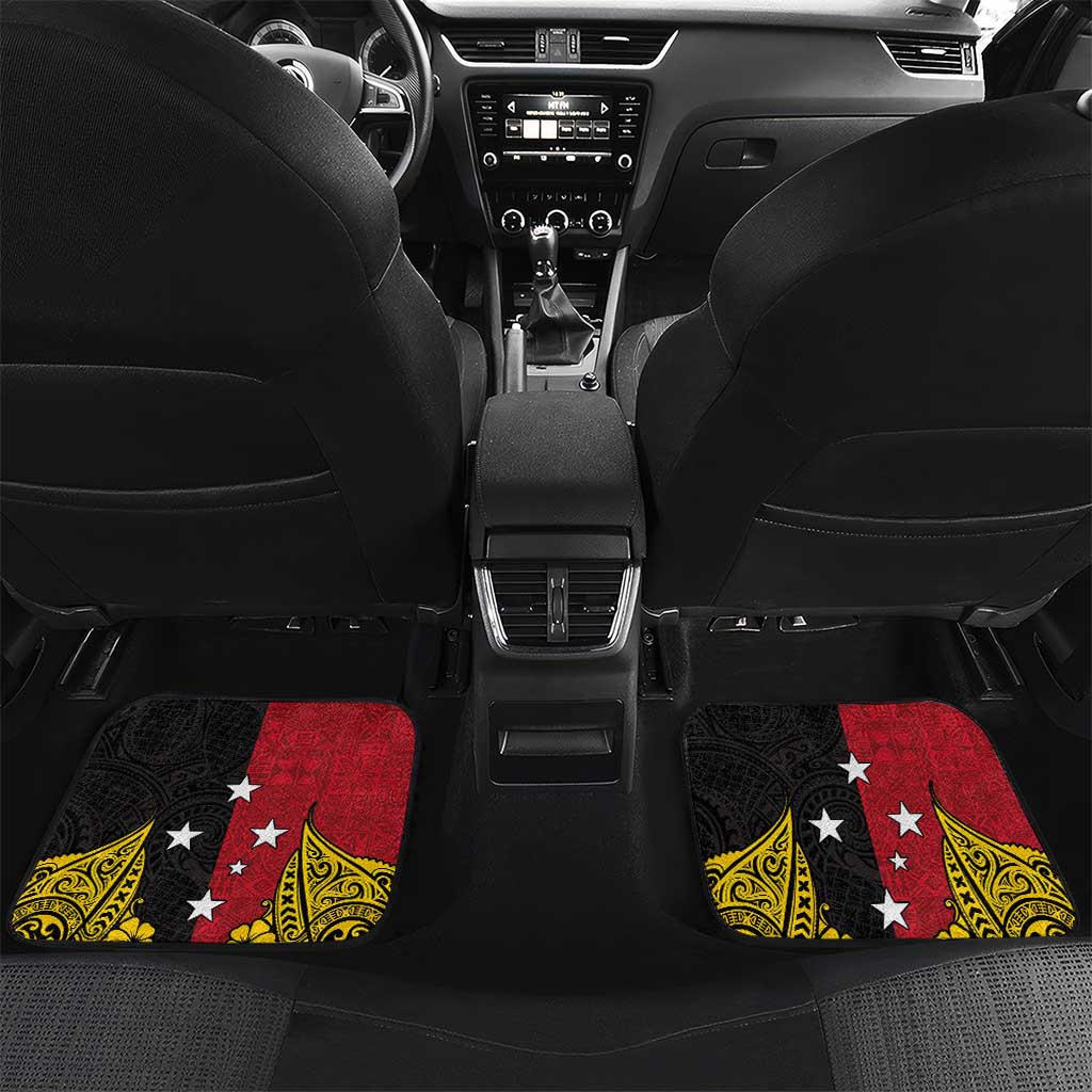 Papua New Guinea Independence Day Car Mats Bird-of-Paradise with Map and Polynesian Pattern