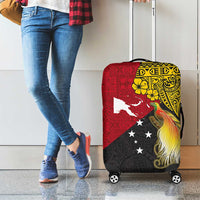 Papua New Guinea Independence Day Luggage Cover Bird-of-Paradise with Map and Polynesian Pattern