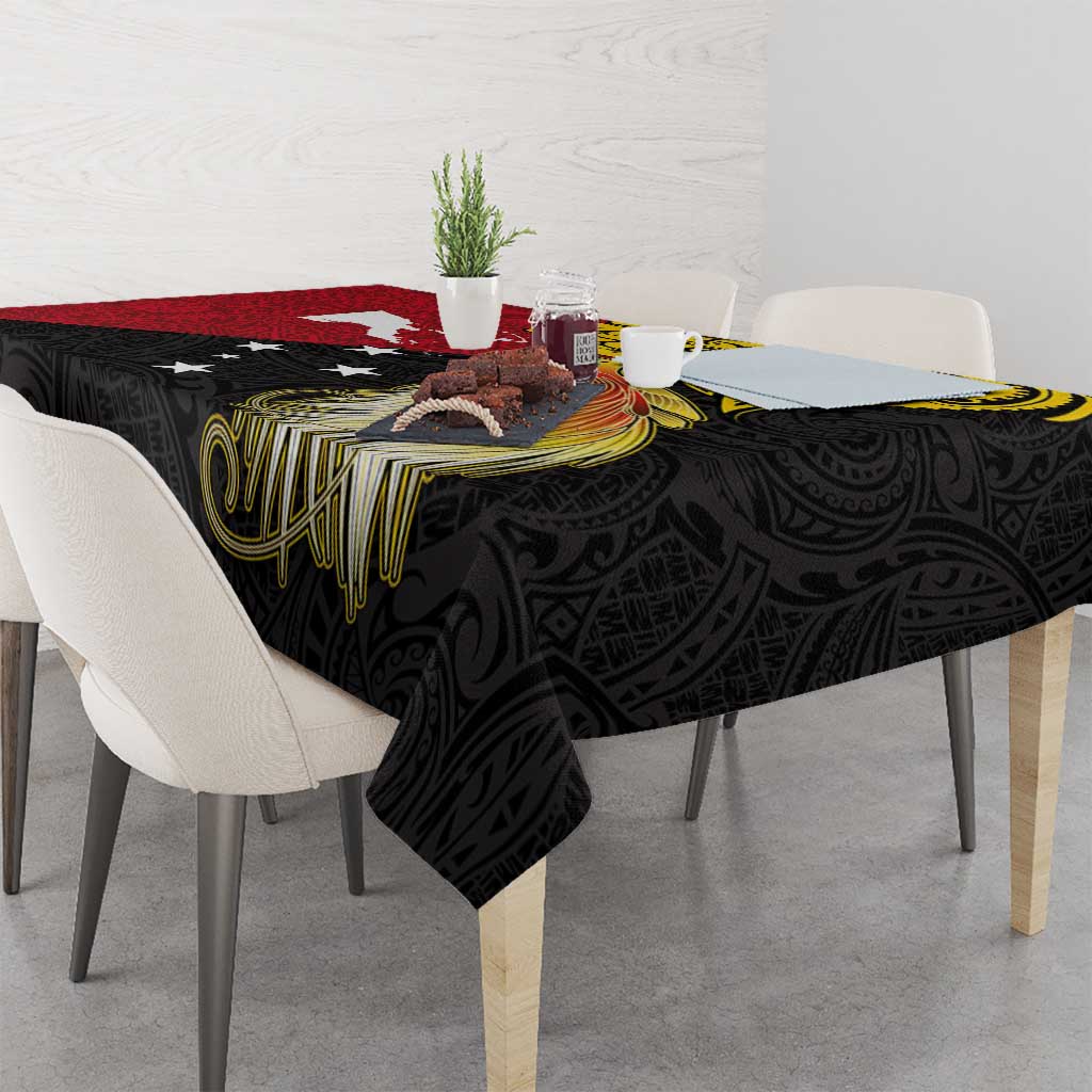 Papua New Guinea Independence Day Tablecloth Bird-of-Paradise with Map and Polynesian Pattern