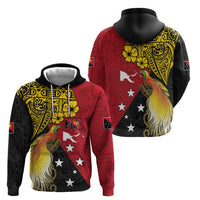 Papua New Guinea Independence Day Zip Hoodie Bird-of-Paradise with Map and Polynesian Pattern