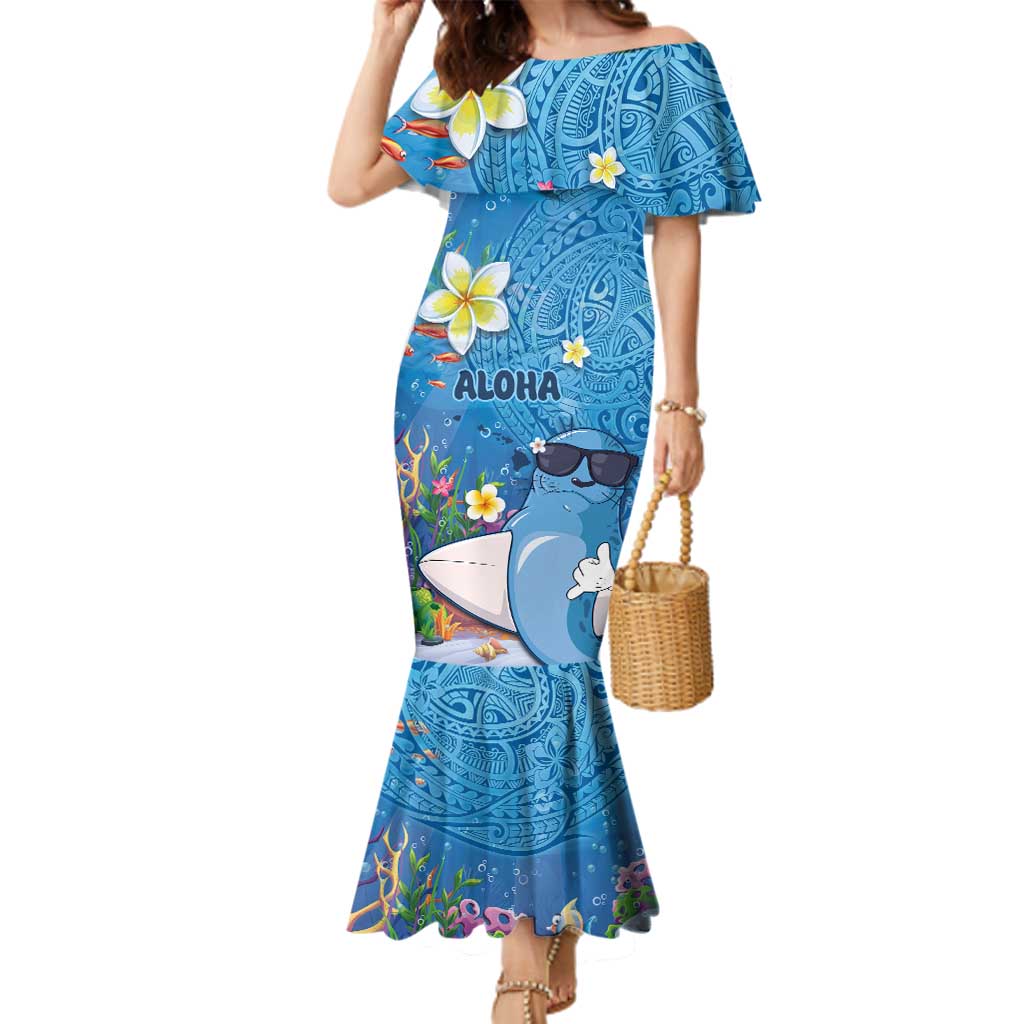 Aloha Hawaiian Monk Seal Family Matching Mermaid Dress and Hawaiian Shirt Polynesian Tattoo The Ocean and Undersea Vibe