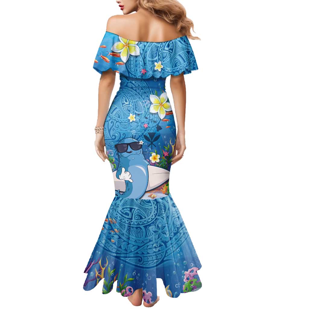 Aloha Hawaiian Monk Seal Family Matching Mermaid Dress and Hawaiian Shirt Polynesian Tattoo The Ocean and Undersea Vibe