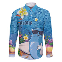 Aloha Hawaiian Monk Seal Family Matching Off The Shoulder Long Sleeve Dress and Hawaiian Shirt Polynesian Tattoo The Ocean and Undersea Vibe