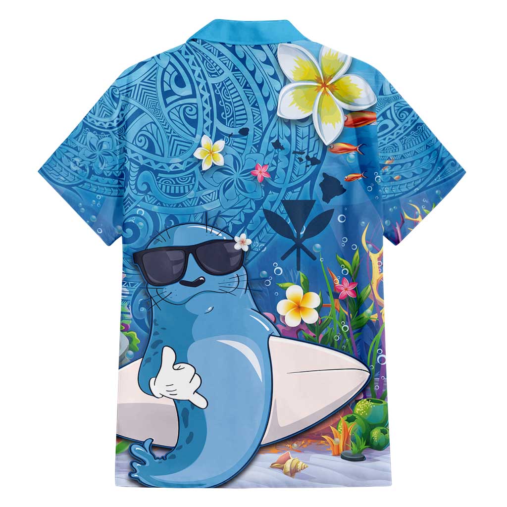Aloha Hawaiian Monk Seal Family Matching Off Shoulder Maxi Dress and Hawaiian Shirt Polynesian Tattoo The Ocean and Undersea Vibe