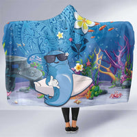 Aloha Hawaiian Monk Seal Hooded Blanket Polynesian Tattoo The Ocean and Undersea Vibe LT03 One Size Blue - Polynesian Pride