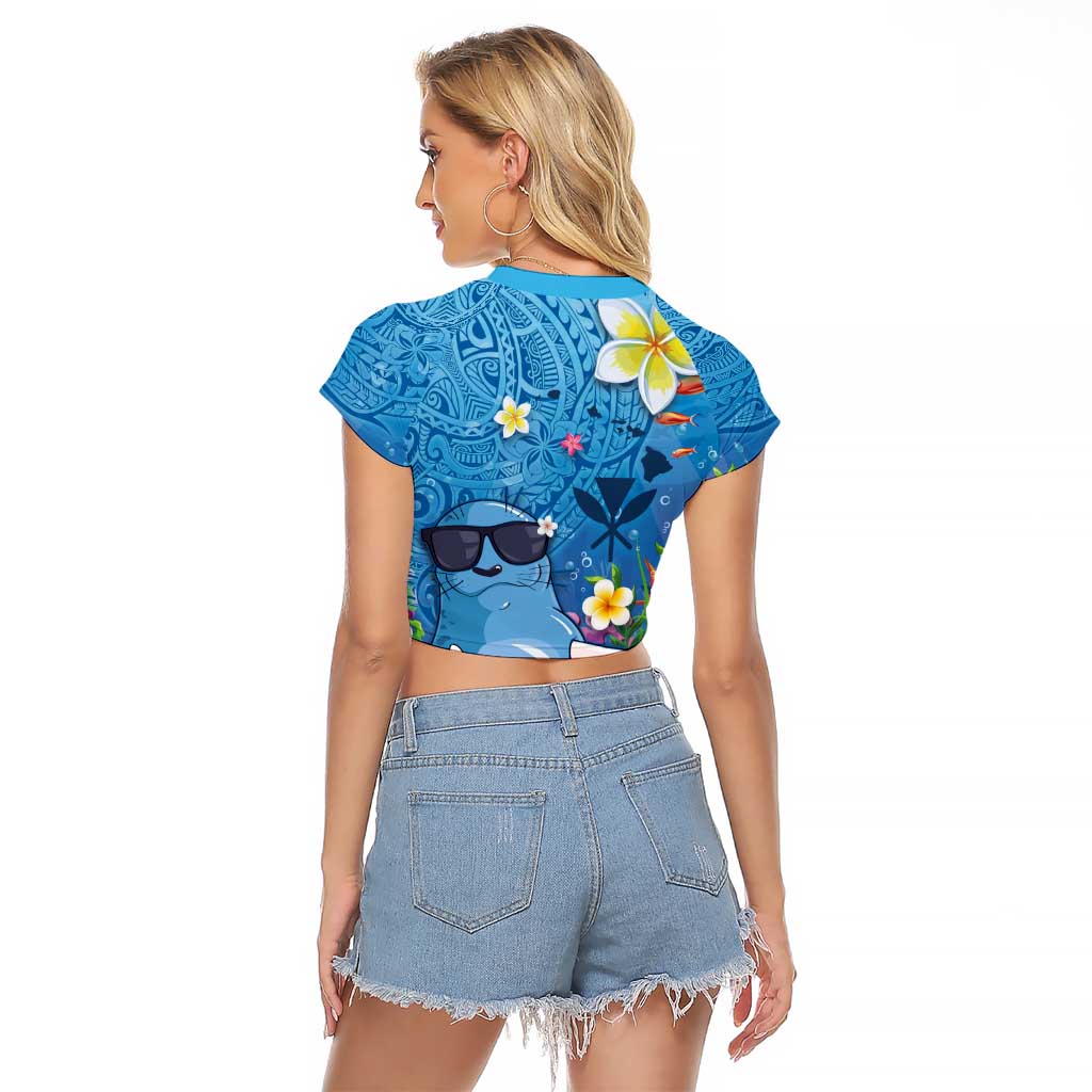 Aloha Hawaiian Monk Seal Raglan Cropped T Shirt Polynesian Tattoo The Ocean and Undersea Vibe