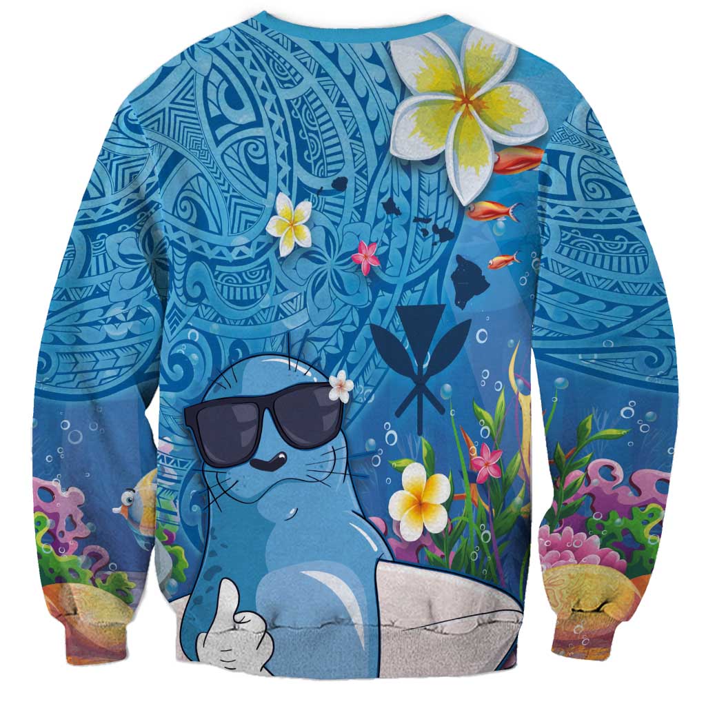 Aloha Hawaiian Monk Seal Sweatshirt Polynesian Tattoo The Ocean and Undersea Vibe