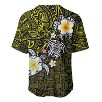 Hawaiian Turtle and Plumeria Baseball Jersey Polynesian Tattoo and Tribal Elements Pattern Yellow Color LT03 - Polynesian Pride