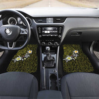 Hawaiian Turtle and Plumeria Car Mats Polynesian Tattoo and Tribal Elements Pattern Yellow Color