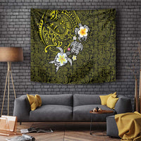 Hawaiian Turtle and Plumeria Tapestry Polynesian Tattoo and Tribal Elements Pattern Yellow Color LT03 - Polynesian Pride