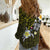 Hawaiian Turtle and Plumeria Women Casual Shirt Polynesian Tattoo and Tribal Elements Pattern Yellow Color