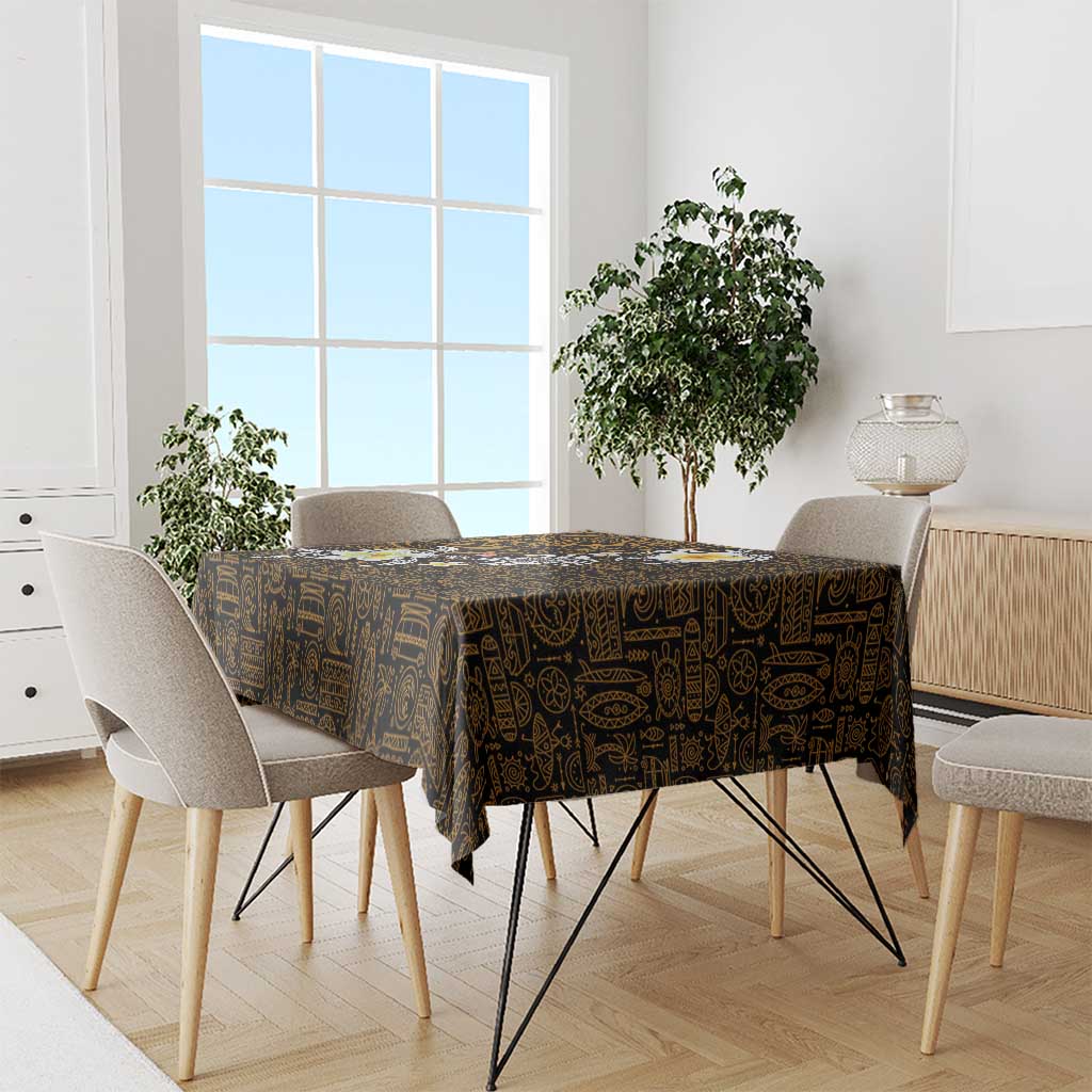 Hawaiian Turtle and Plumeria Tablecloth Polynesian Tattoo and Tribal Elements Pattern Orange Color