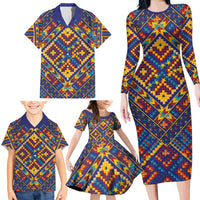 Kolose-Tuvalu Crochet Family Matching Long Sleeve Bodycon Dress and Hawaiian Shirt with Polynesian and Pacific Tattoos - Polynesian Pride
