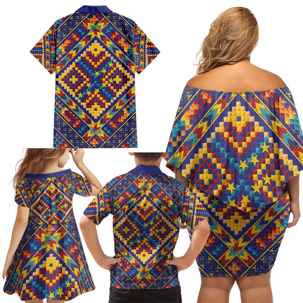 Kolose-Tuvalu Crochet Family Matching Off Shoulder Short Dress and Hawaiian Shirt with Polynesian and Pacific Tattoos - Polynesian Pride