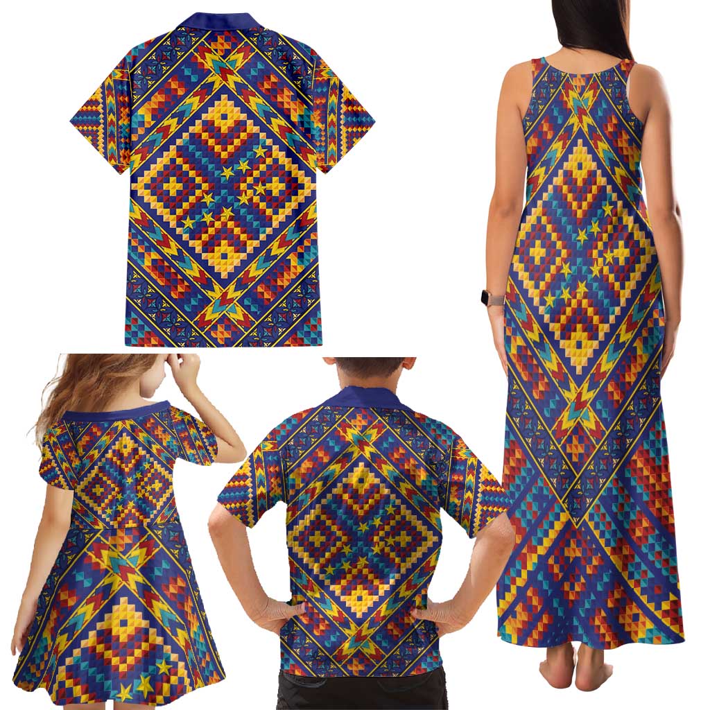Kolose-Tuvalu Crochet Family Matching Tank Maxi Dress and Hawaiian Shirt with Polynesian and Pacific Tattoos - Polynesian Pride