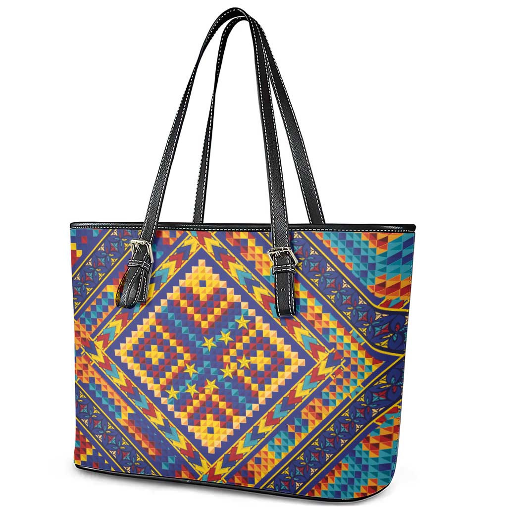 Kolose-Tuvalu Crochet Leather Tote Bag with Polynesian and Pacific Tattoos - Polynesian Pride