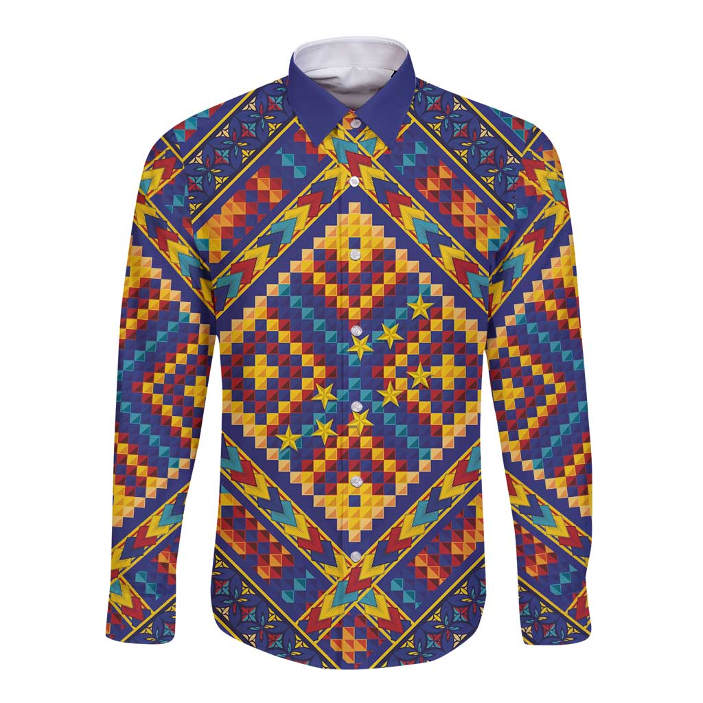 Kolose-Tuvalu Crochet Long Sleeve Button Shirt with Polynesian and Pacific Tattoos - Polynesian Pride
